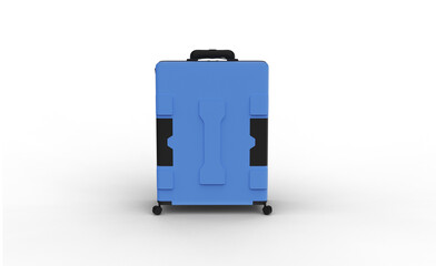 Blue Luggage front view with shadow 3d render