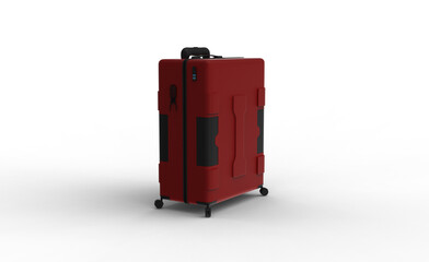 Red Luggage angle view with shadow 3d render