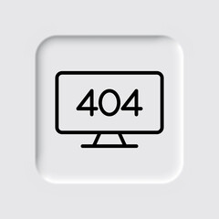 404, error simple icon, vector. Flat design. Neumorphism design.ai