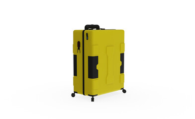 Yellow Luggage angle view without shadow 3d render