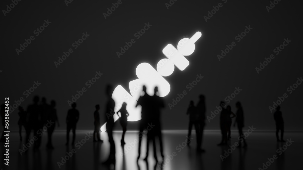Poster 3d rendering people in front of symbol of skewer on background