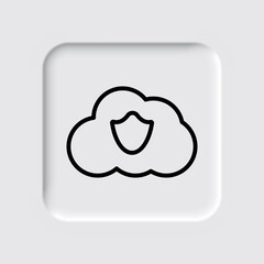 Protection, cloud simple icon vector. Flat design. Neumorphism design.ai