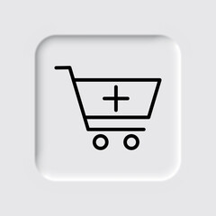 Shopping cart, add simple icon vector. Flat design. Neumorphism design.ai