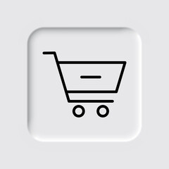 Shopping cart, minus simple icon vector. Flat design. Neumorphism design.ai