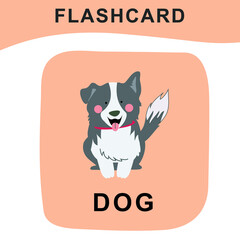 Cute flashcard of animal farm. Educational printable game cards. Colorful printable flashcard. Vector illustration.
