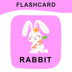 Cute flashcard of animal farm. Educational printable game cards. Colorful printable flashcard. Vector illustration.