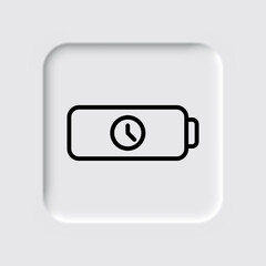 Battery with clock simple icon vector. Flat design. Neumorphism design.ai
