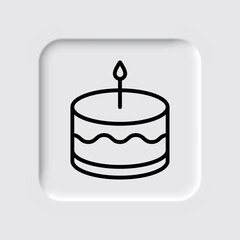 Cake simple icon vector. Flat design. Neumorphism design.ai