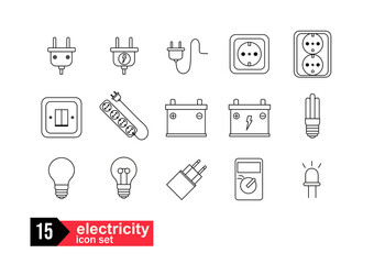 Elektryczność- zestaw ikon - obrazy, fototapety, plakaty