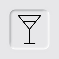 Cocktail glass simple icon vector. Flat design. Neumorphism design.ai