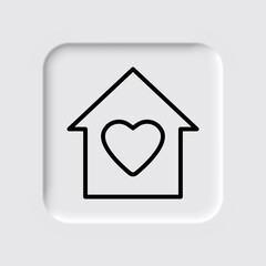 Heart, house vector simple icon. Flat design. Neumorphism design.ai