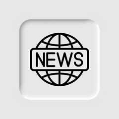 News world simple icon vector. Flat design. Neumorphism design.ai
