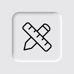 Ruler, pen simple icon vector. Flar design. Neumorphism design.ai