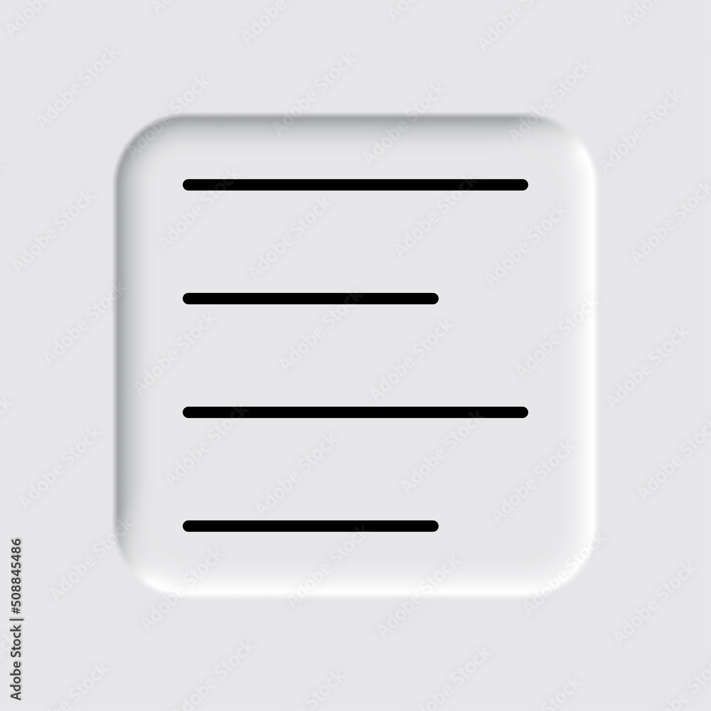 Aufkleber text alignment icon vector. flat design. neumorphism design.ai