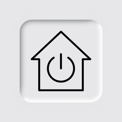 Shut down, house simple icon vector. Flat design. Neumorphism design.ai