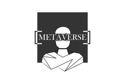 Metaverse modern banner. Virtual reality conception. Black White style