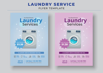 Laundry Service Flyer Template, Dry cleaner Flyer, Poster brochure design, Vector Editable and Print ready