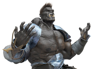 orc frustrated in a white background