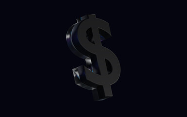Dollar 3d dark glass symbol abstract cash money