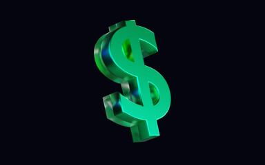 Dollar 3d gradient glass symbol abstract cash money