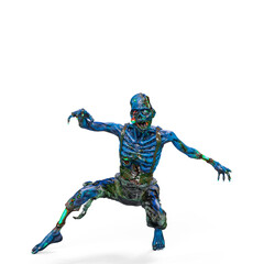 zombie is getting up on white background