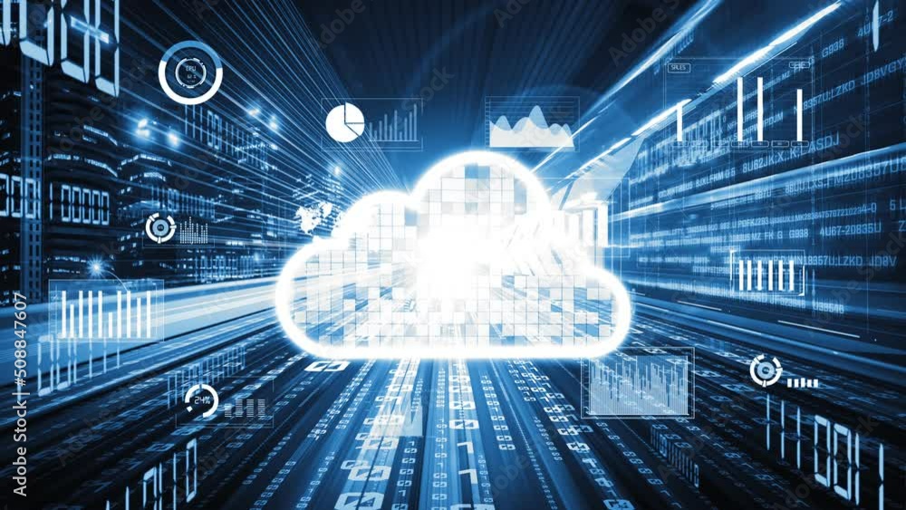 Poster cloud computer and online data storage with tacit intelligent sharing software . concept of smart di