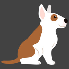 Cute and simple illustration of Bull Terrier Dog sitting in side view flat colored
