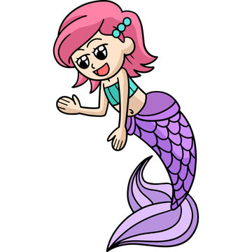 Beautiful Mermaid Cartoon Colored Clipart 