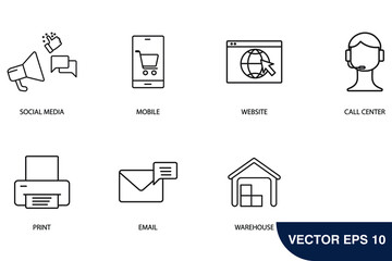 omnichannel icons set . omnichannel pack symbol vector elements for infographic web