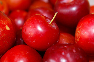 close up of plum fruit kept in the bowl