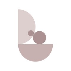 Minimalist Boho Graphic Geometric Shape Icon. Boho Beige Colored Template for T Shirt or Poster Print