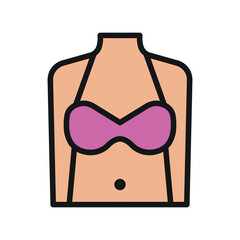 Fototapeta na wymiar pink bra icon, outline style