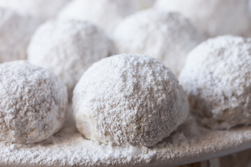 Fototapeta na wymiar Powdered Sugar Snowball Christmas Cookies