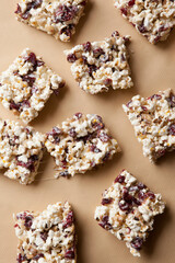 Holiday Dried Cranberry Popcorn Bars