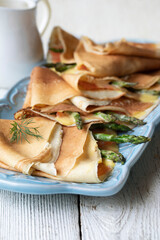 Smoked Salmon, Asparagus and Hollandaise Sauce Crepes