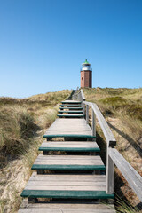 Lighthouse Quermarkenfeuer Rotes Kliff (red cliff), Sylt, Schleswig-Holstein, Germany	
 - obrazy, fototapety, plakaty