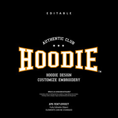 American authentic Hoodie club Embroidery logo custom text effect editable premium vector   © Typelogi