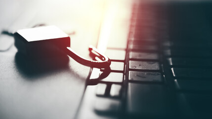 cybersecurity concept. open lock on laptop