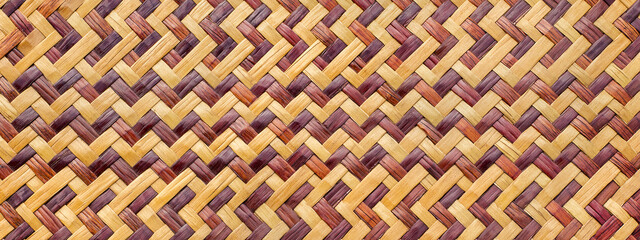 Old bamboo weaving pattern, woven rattan mat texture for background and design art work