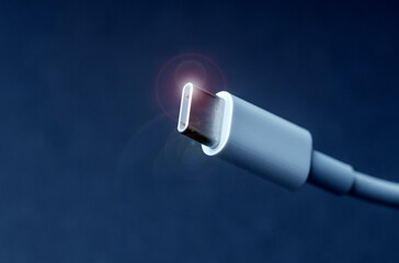 USB type-c cable close up. - obrazy, fototapety, plakaty