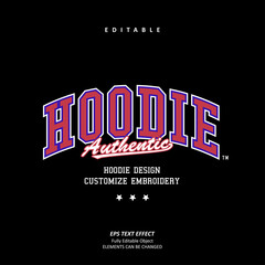 School authentic Hoodie or jersey Embroidery logo custom text effect editable premium vector