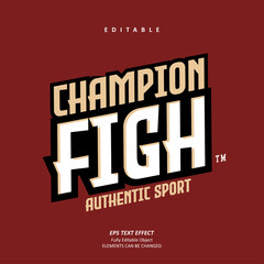 Fight Sport champion Emblem Title Text Effect Editable Premium Vector