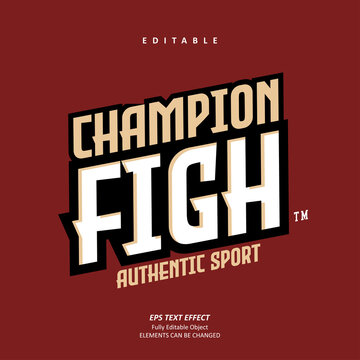 Fight Sport Champion Emblem Title Text Effect Editable Premium Vector