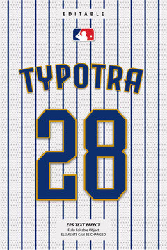 White Jersey Number Baseball Team Name Printable Embroidery Text Effect Editable Premium Vector