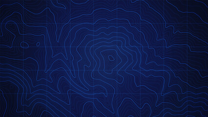 Sea Depth Vector Abstract Topographic Map Conceptual User Interface Dark Blue Background. Bermuda Triangle Underwater Area Illustration. Topography Relief Territory Cartography Art Wide Wallpaper - obrazy, fototapety, plakaty