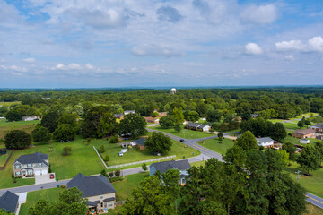 Sleeping area of a small town Boiling Springs with a forest on the view from a height view in South Carolina US