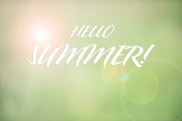 Summer background with sunshine and summer text