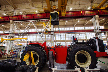 Assembly process of agricultural tractors in industrial workshop