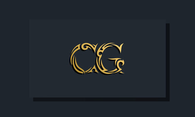 Luxury initial letters CG logo design. It will be use for Restaurant, Royalty, Boutique, Hotel, Heraldic, Jewelry, Fashion and other vector illustration