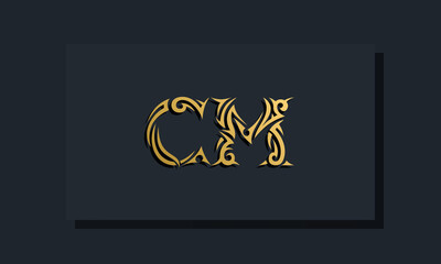 Luxury initial letters CM logo design. It will be use for Restaurant, Royalty, Boutique, Hotel, Heraldic, Jewelry, Fashion and other vector illustration